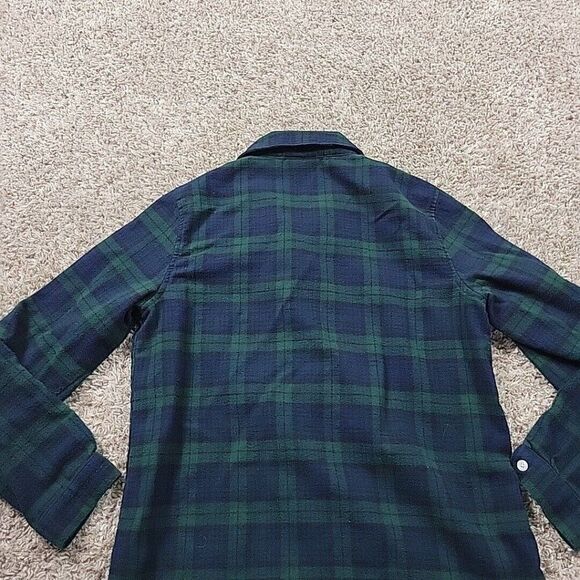 LL Bean Flannel Pajama Top Women Size Small Green Scotch Plaid Button Up - Picture 8 of 8